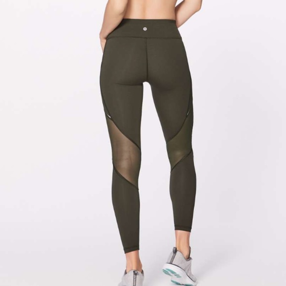 Lululemon Miles Ahead Mesh Yoga Workout Tight - Women's Size 6 - Green - Picture 2 of 11